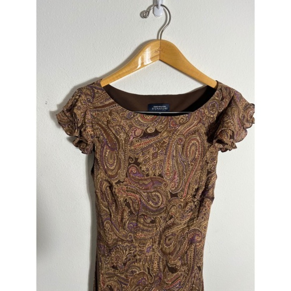 VINTAGE 90s JONES NEW YORK Bias Cut 100% Silk Paisley Midi Dress - Picture 9 of 11